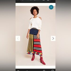 Farm Rio Multicolor Striped Crochet Skirt